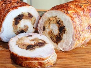 Rolled Pork Roast filled with Venison, Cherries & Hazelnuts 