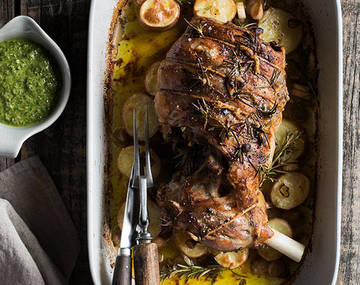Roast Lamb with Potatoes & Leeks