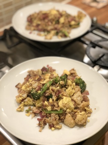 Egg Fried Rice with Bacon and Vegetables