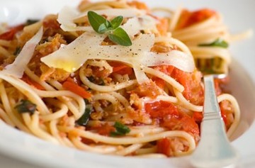 Spaghetti with Crushed Cherry tomatoes