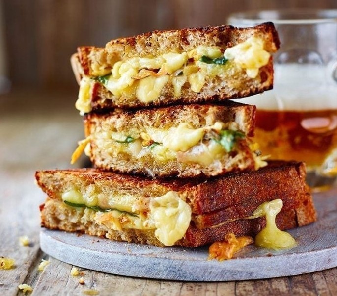 Cheddar, Pickled Mushrooms & Wild Garlic Toastie | Recipes Friend