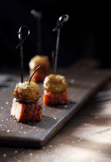 Pork Belly Canapes with Baby Roasted Apples | Recipes Friend